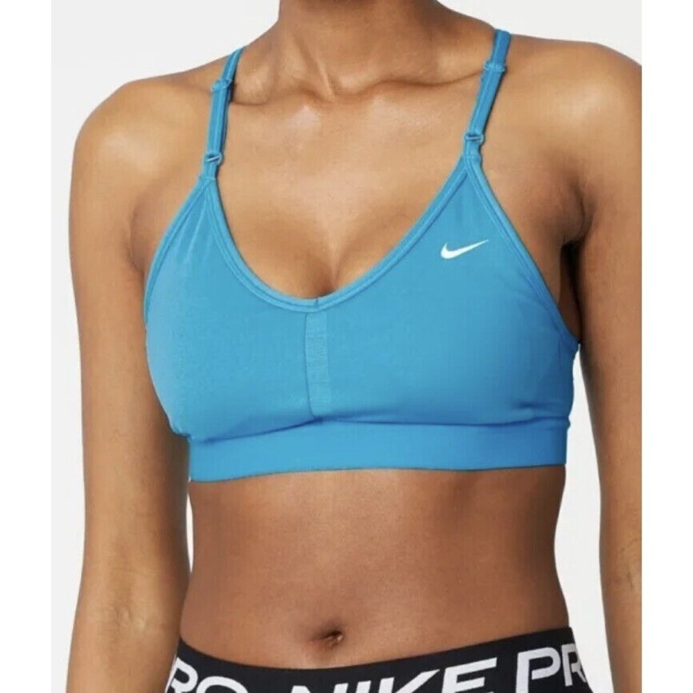 Nike Indy Women's Plus 1X Laser Blue Light-Support Padded V-Neck Sports Bra
